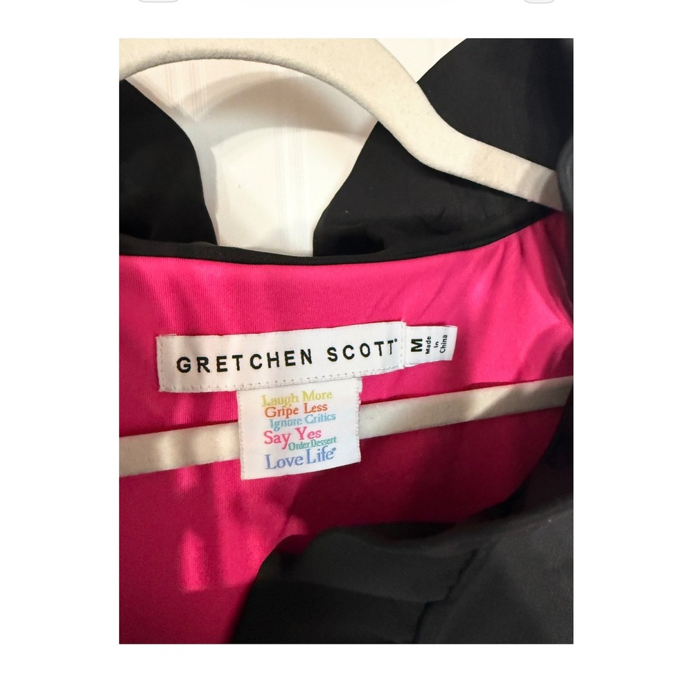 Gretchen Scott Womens Black Ruffle Collar Split Neck Top Size M(TXA982) - Picture 5 of 5